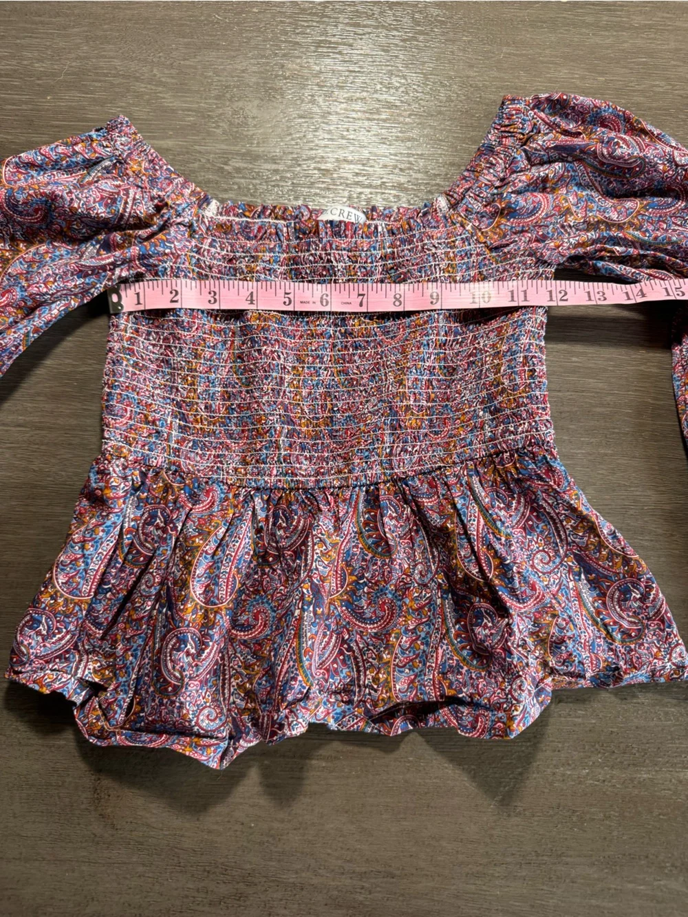 J. Crew Liberty Paisley Purple Pink Smocked Babydoll Blouse Top XS